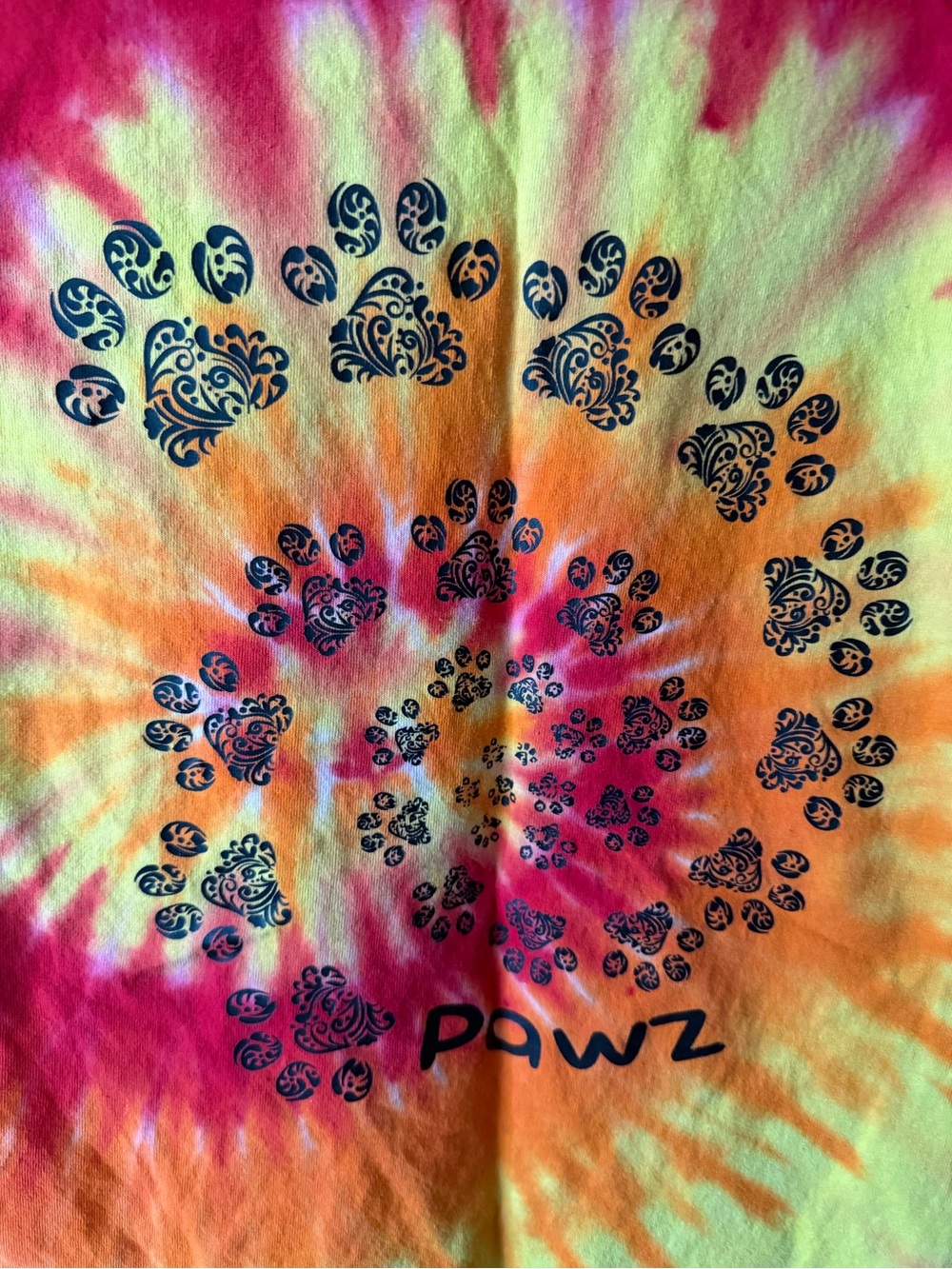 PAWZ Tie-Dye Short Sleeve Tee - Red, Orange, Yellow - Picture 4 of 5